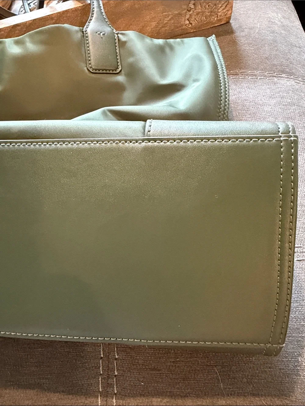 Tory Burch Olive Green Logo Tote